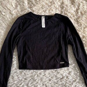 MISSGUIDED ★ Shimmer Ribbed Long Sleeve Top